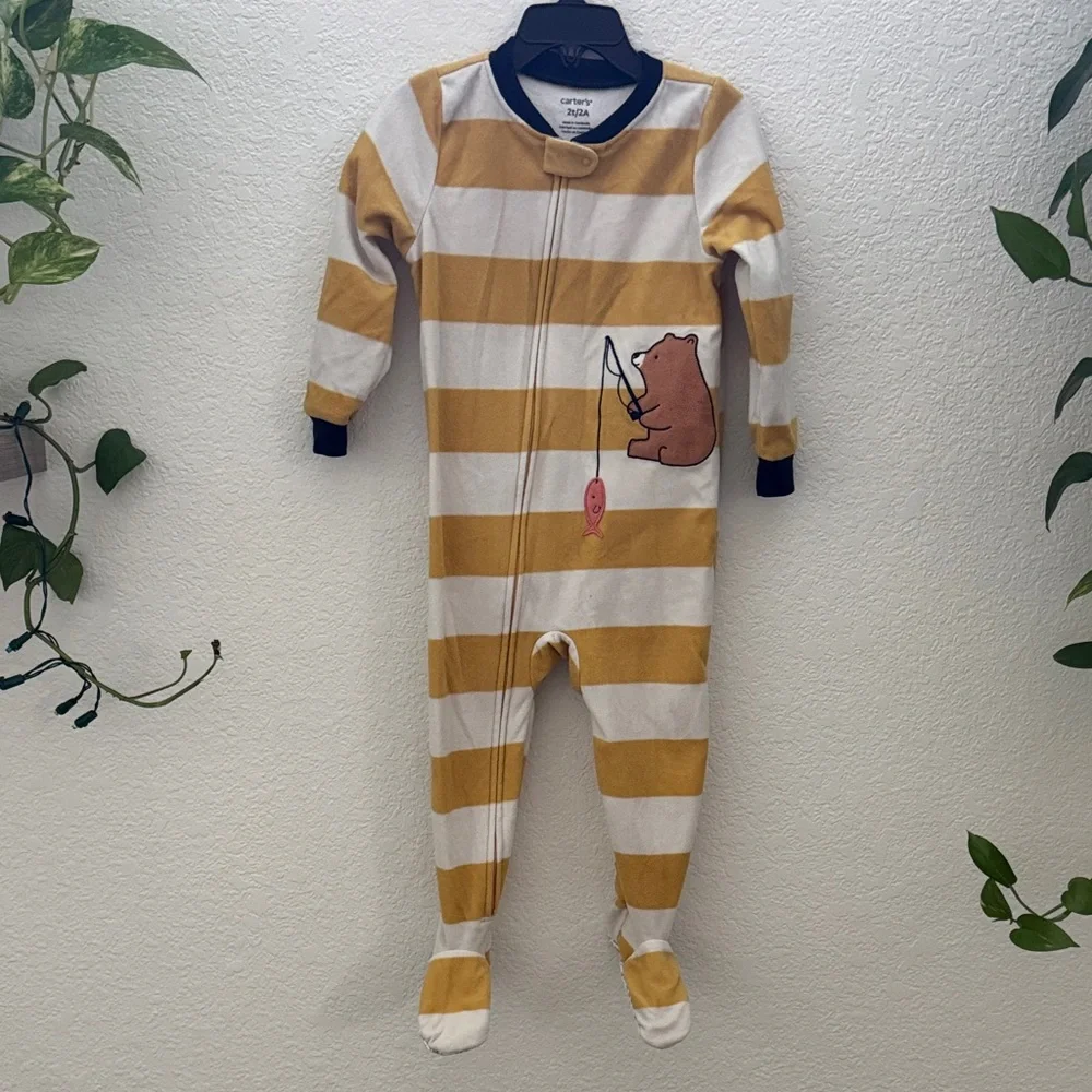 Carter’s Toddler Boy Fleece One Piece Pajamas 2T Bear Design